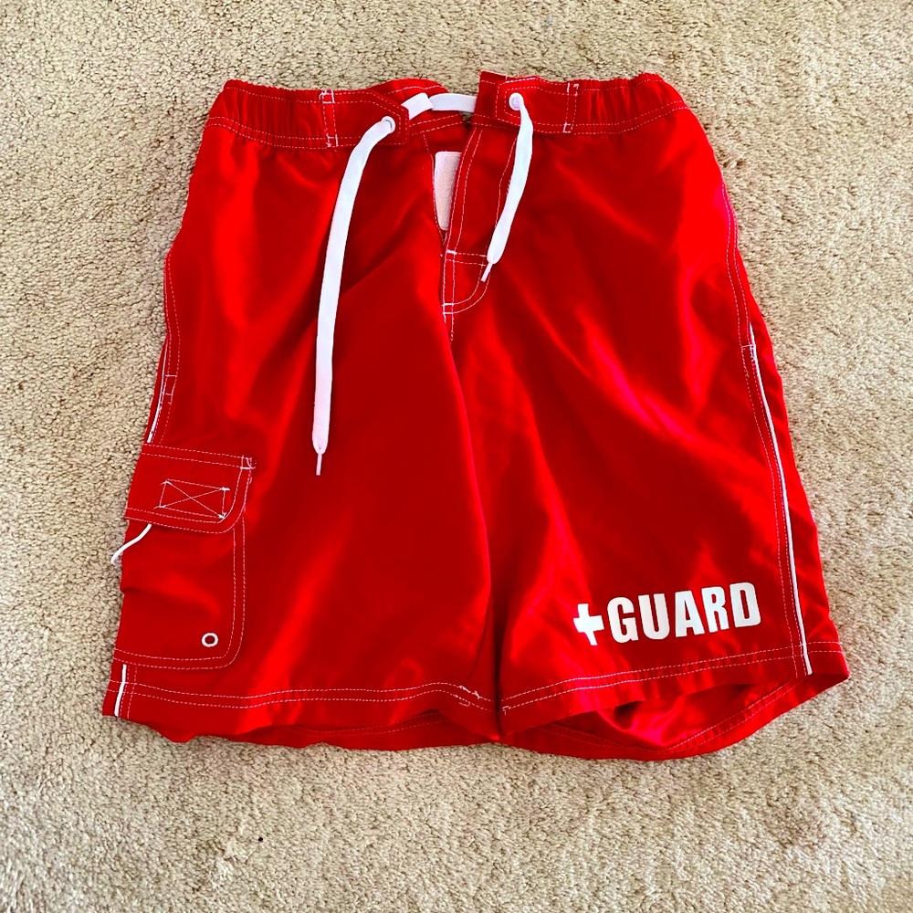 Blarix, red, small lifeguard swim shorts!